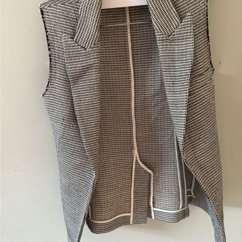 Theory Black and White Textured Top